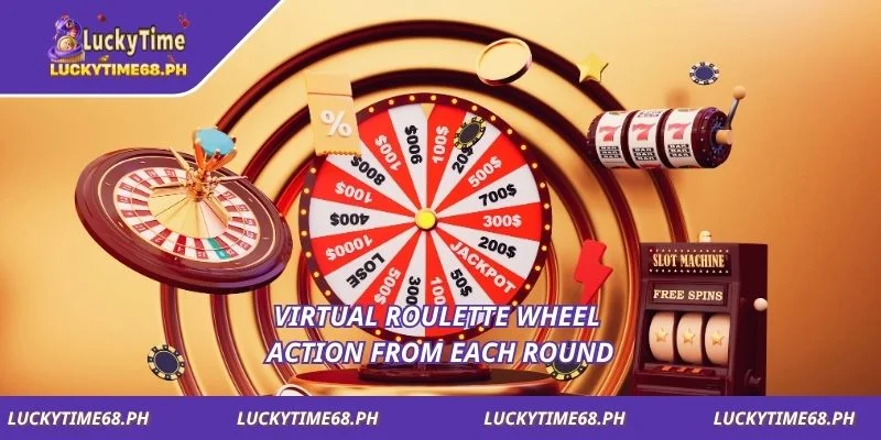 Virtual roulette wheel action from each round